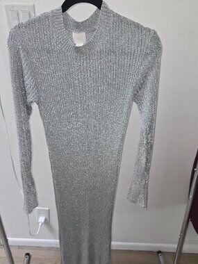 Sparkly silver knit dress